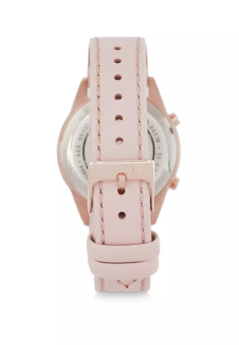 Alexandre Christie Jam Tangan Wanita - Light Pink  Rosegold - Leather Strap - 9354 LHLRGBALK