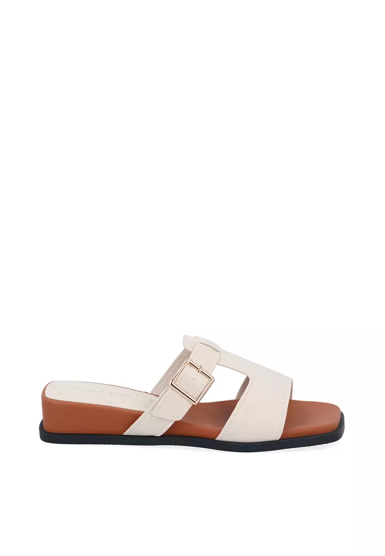 Carlo Rino Beige Kaia Strapped Flats