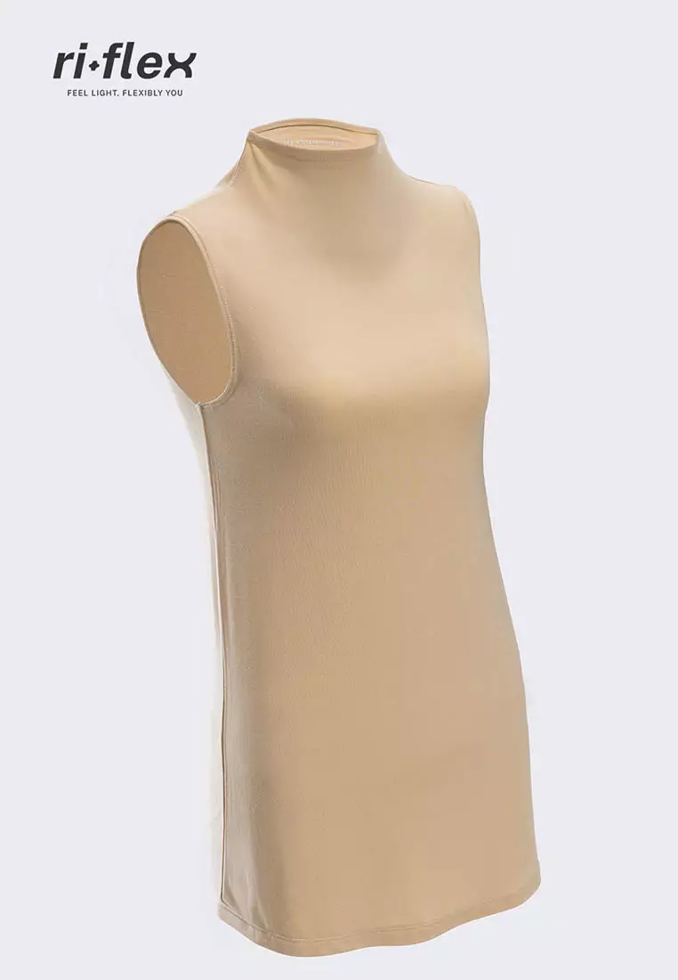 Ria Miranda Beige Comfy Sleeveless Top