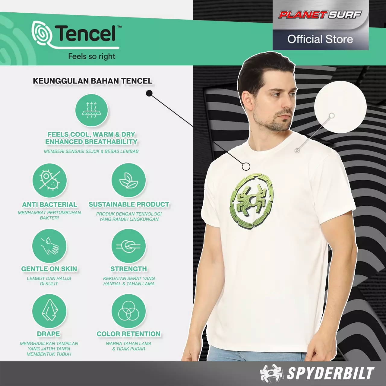 Spyderbilt Kaos Lengan Pendek Pria Blatt Tencel Men Tee Planet Surf