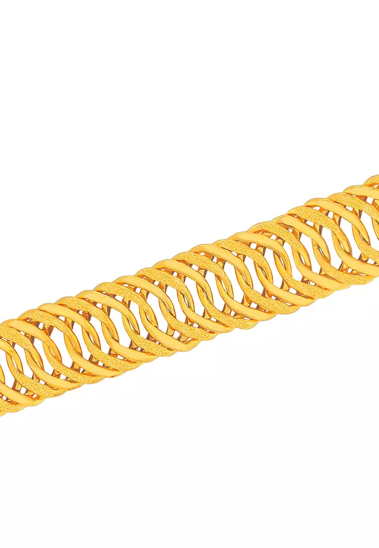 375/9K Gold Hollow Double Centipede Chain Bracelet T025 (2.50CM)