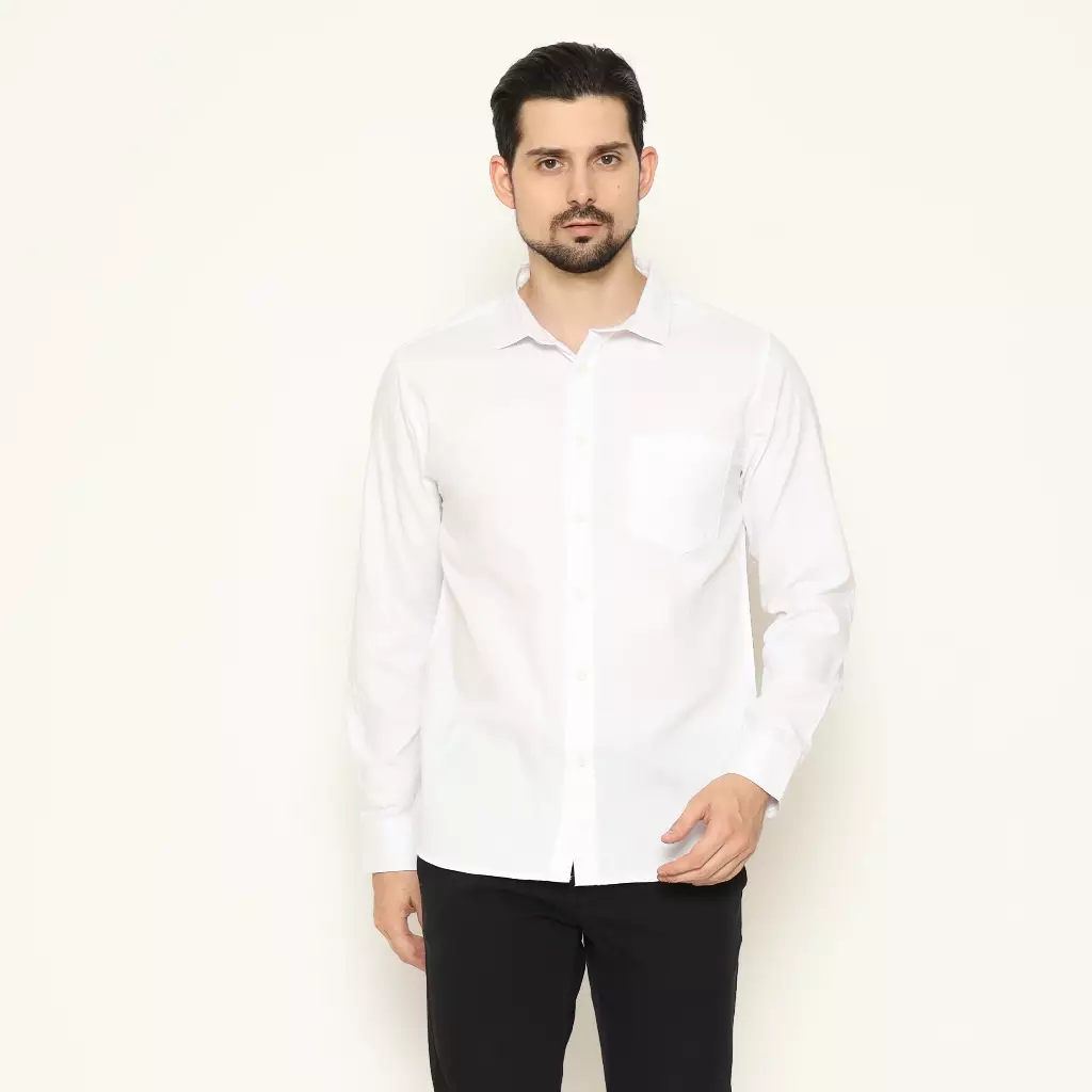 AMK Kemeja Pria Lengan Panjang SHS River L/S White