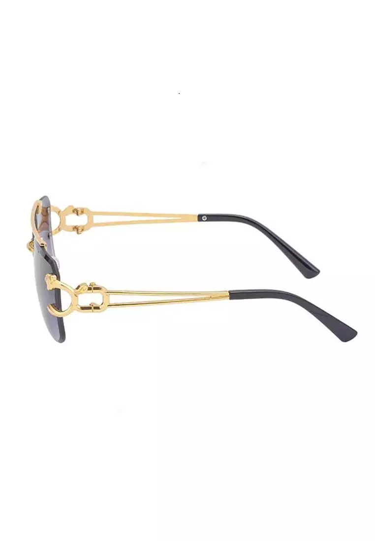 Derian Sunglasses New Retro Rimless Vintage Shades for Men Women Kacamata UV Protection Frame Material Alloy ORIGINAL - Gold