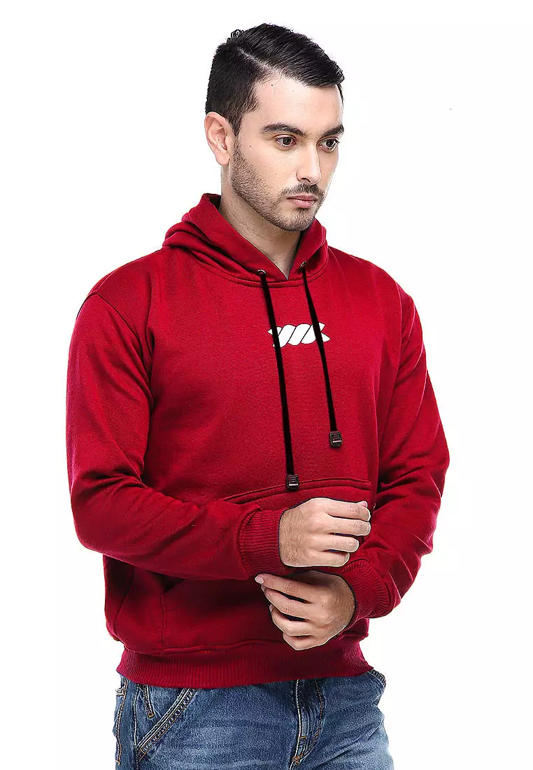 Clover Jaket Hoodie Sweater Pria Chess Centre Casual Jacket Material Fleece ORIGINAL - Maroon
