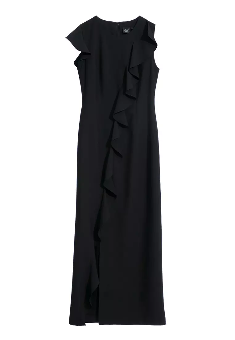Ruffle Detail Side Slit Dress