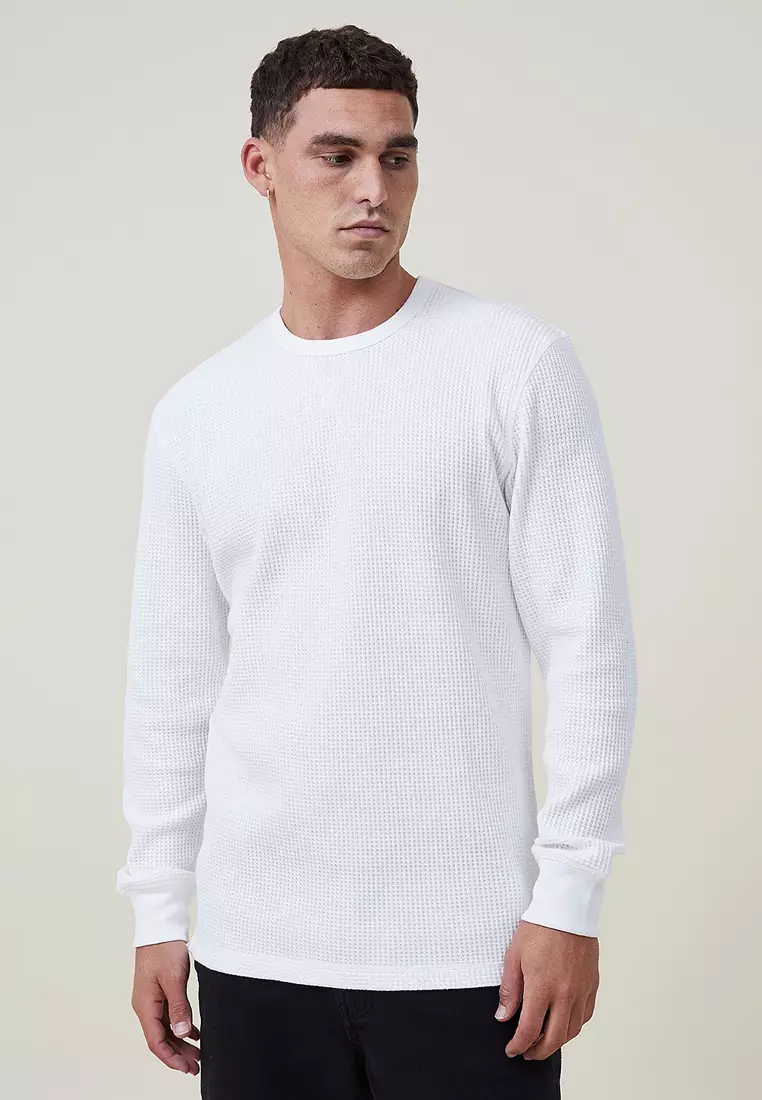 入荷なう Chunky On Cotton Buy Waffle Online 2025 T-Shirt Sleeve Long トップス