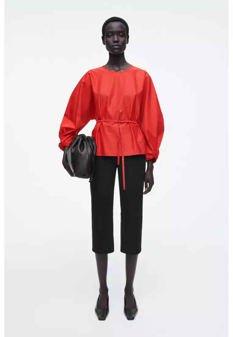 DRAWSTRING PEPLUM BLOUSE