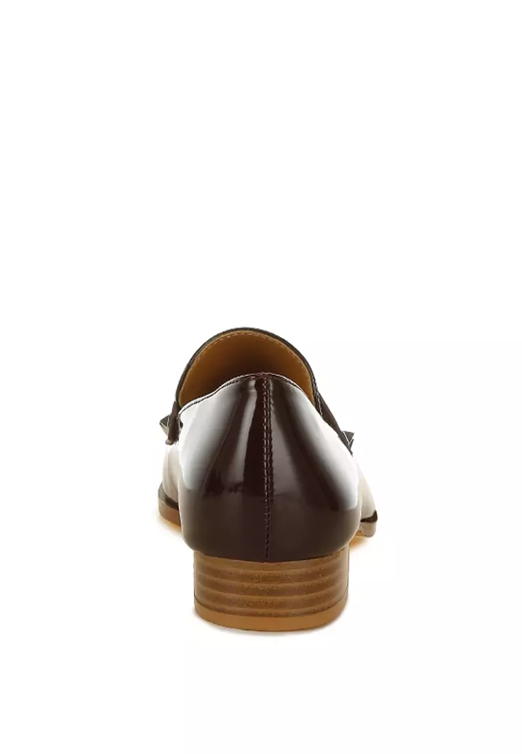 Patent Pleather Penny Loafers in Brown