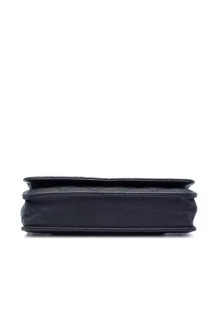 Pre-Loved Chanel Cc Quilted Caviar Wallet On Chain