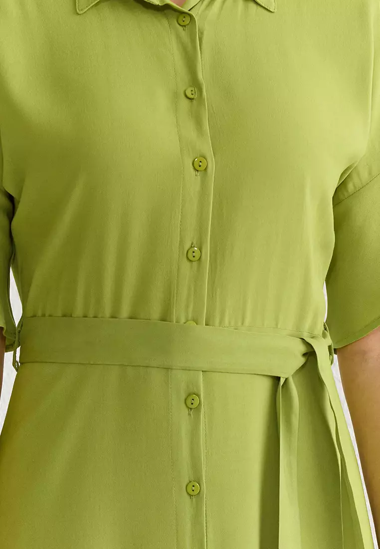 Belted Midi Shirt Dress