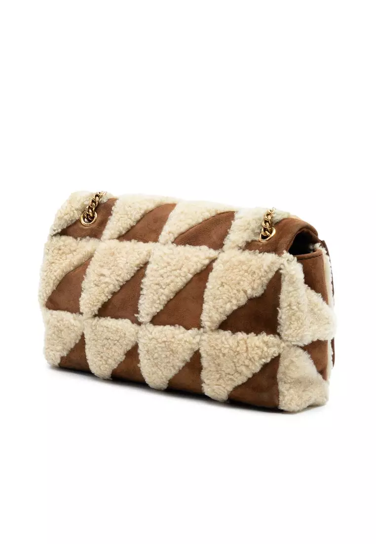 Pre-Loved Saint Laurent Medium Suede And Shearling Patchwork Jamie Shoulder Bag