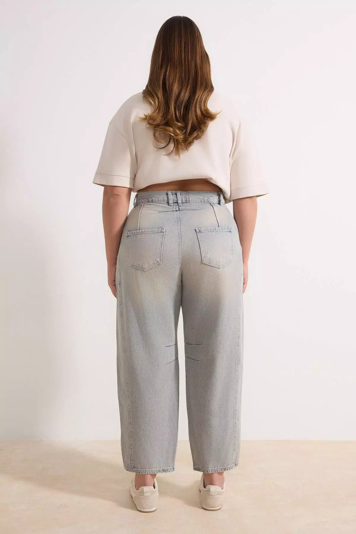 Blue High Waist Baggy Fit Large Size Jeans Tbbss25Cj00000