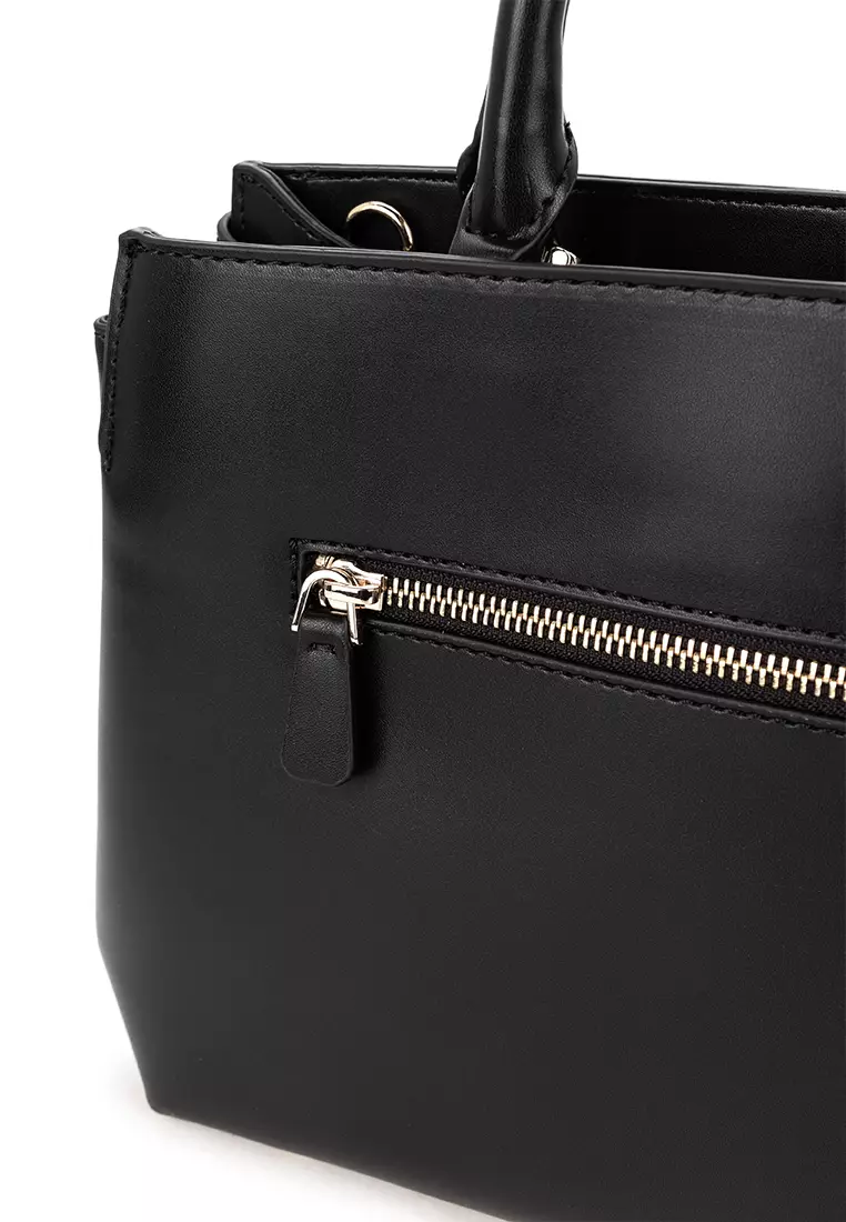 GUESS Lorelei Girlfriend Satchel - Sac à Main Femme Noir En Polyuréthane, 31x22x9 Cm
