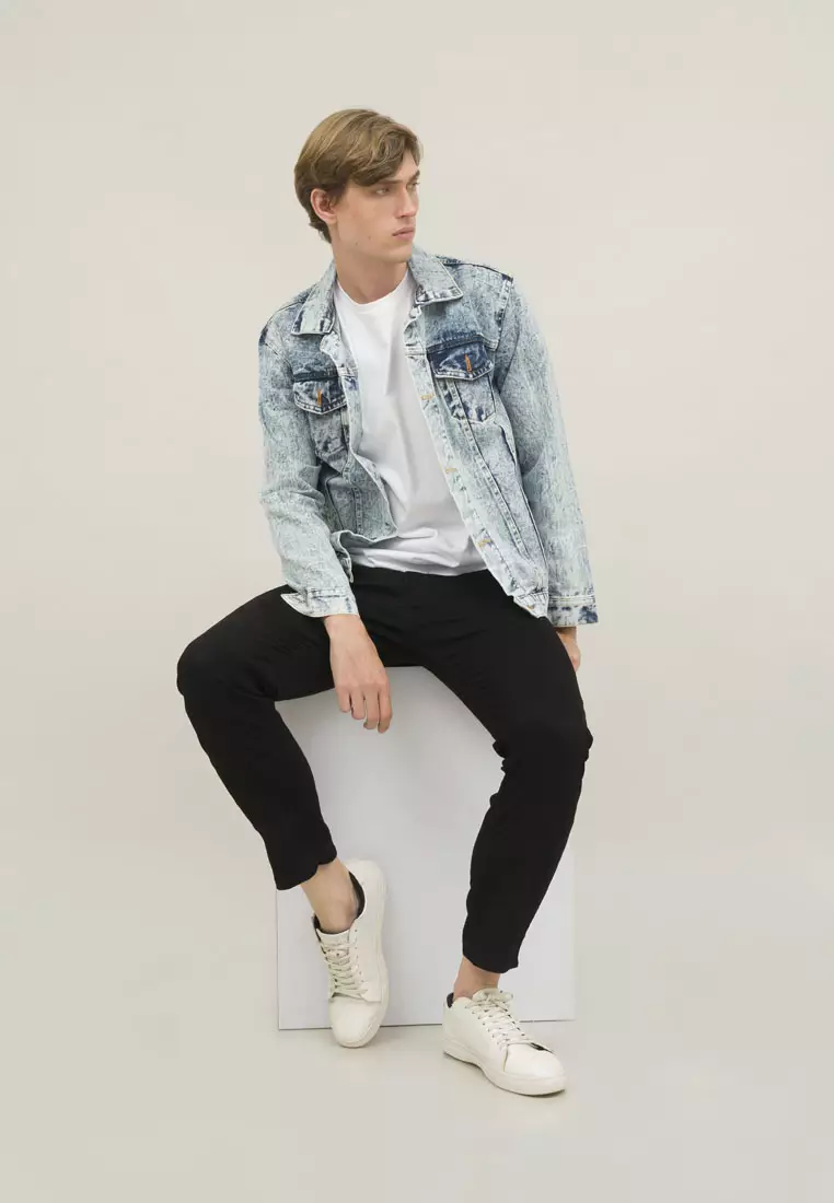 Houseofcuff Jaket Jeans Pria Polos Tebal Dilan Jaket Denim Biru Pudar