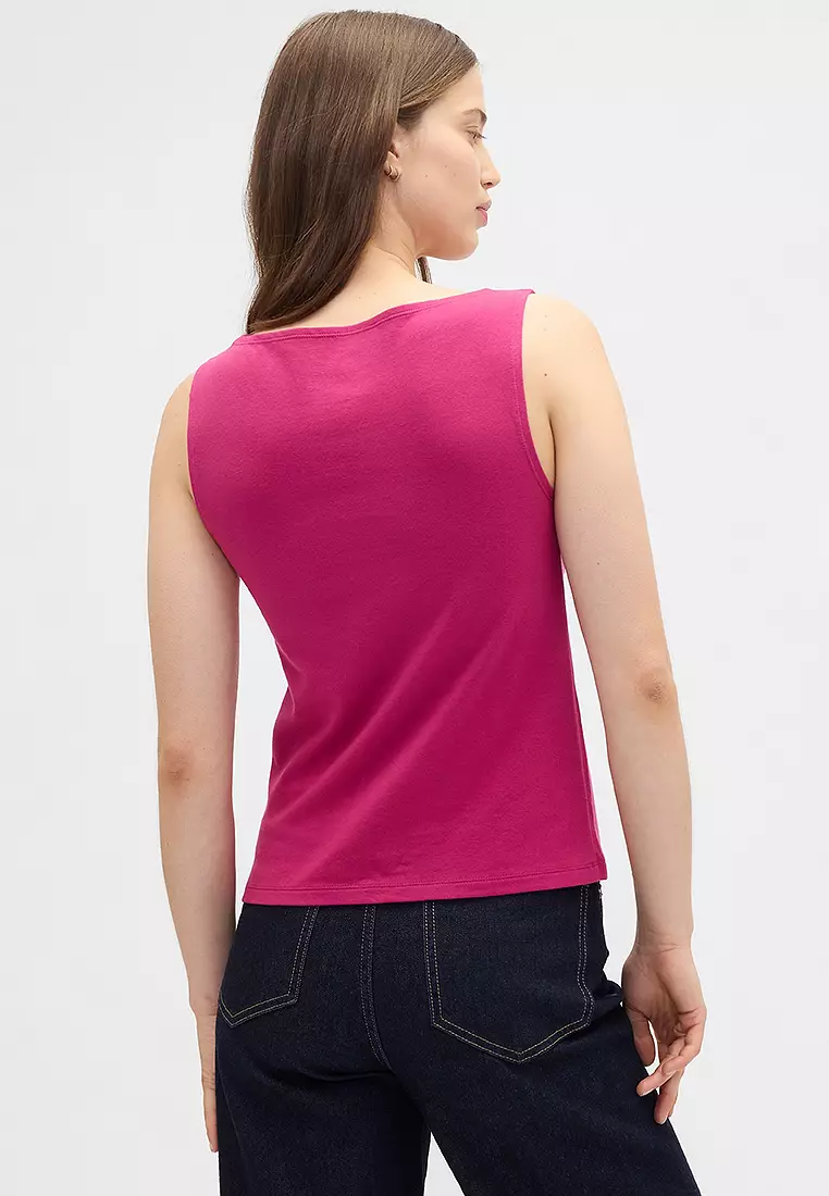 Sleeveless Boat Neck Tank Top