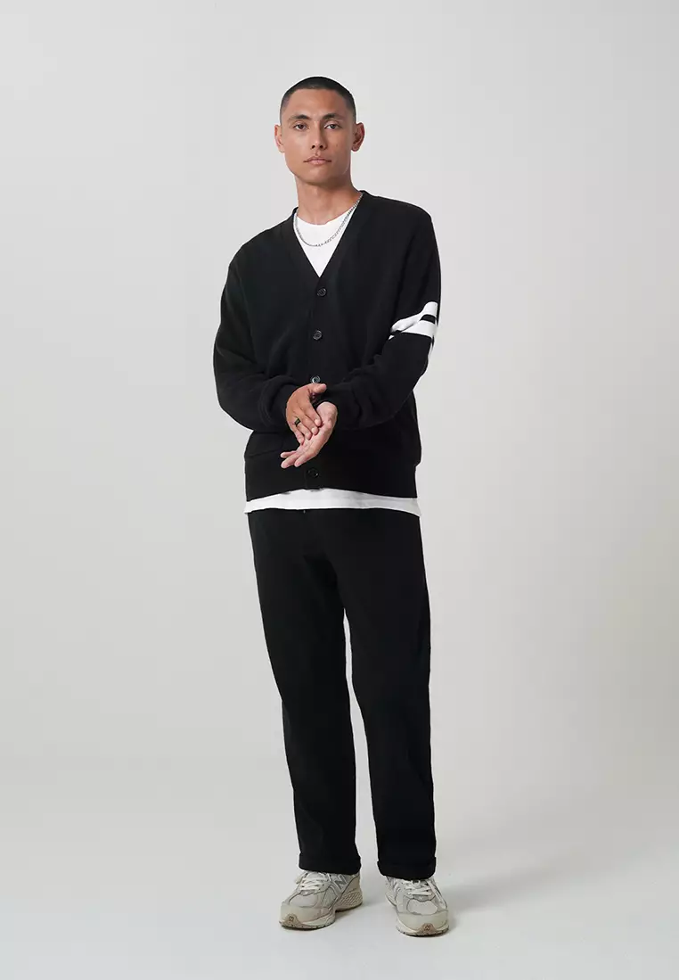 CELCIUS Black Arm Striped Cardigan L03000311C L03000640C Hitam