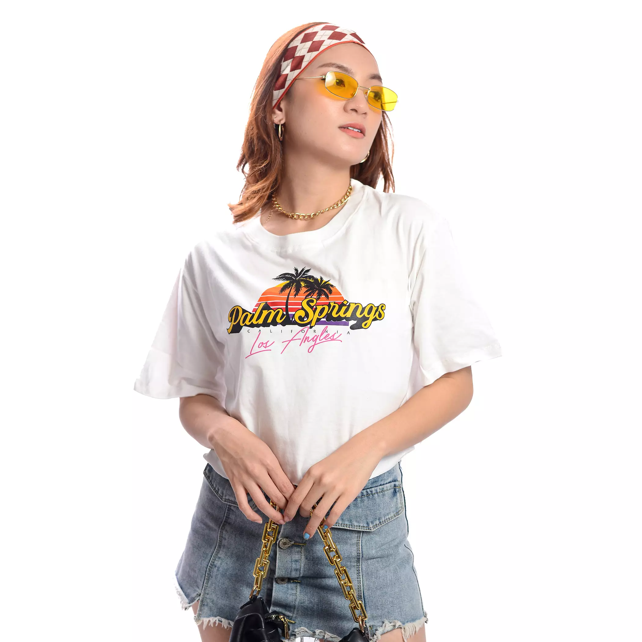 Enough For Today - Kaos Crop Oversize Palm Springs White