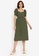 ZALORA BASICS green Ruffle Sleeve Midi Dress with Sash 12527AADB0D152GS_1