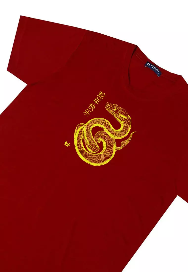 MTT91 baju kaos imlek tangan pendek instacool "polymesh snake" merah maroon