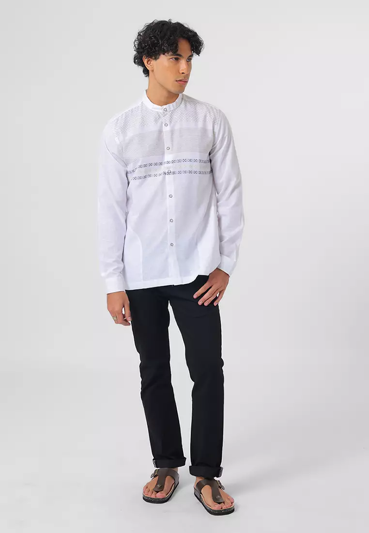 Kemeja Koko Pria Lengan Panjang Baju Muslim Pria EMIR WHITE