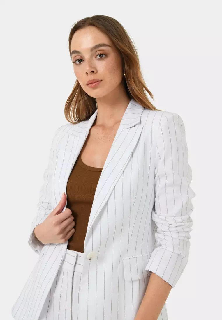 Ria Stripe Cotton Blend Jacket