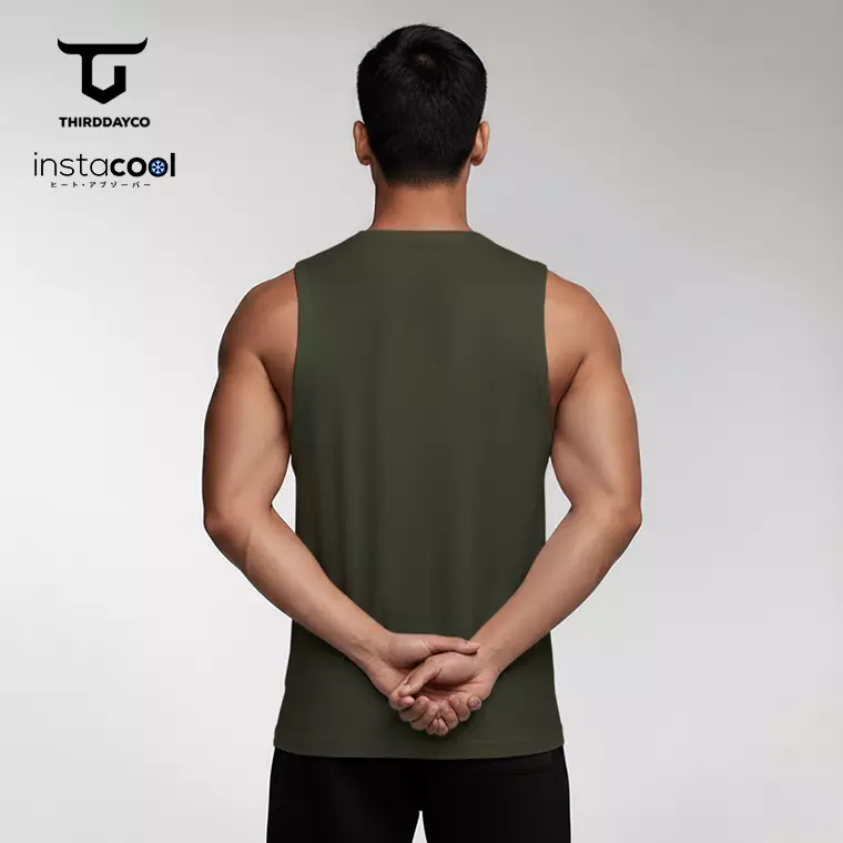 THIRDDAY Kaos Singlet Gym Pria SVN Instacool "doubt" hijau army MTY58
