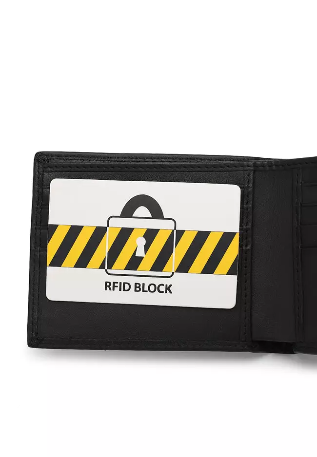 Men's Genuine Leather RFID Short Wallet - Black