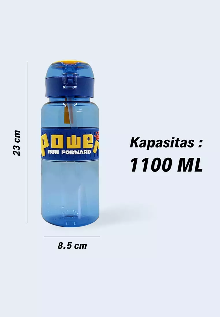 Wakakids Botol Minum Olahraga BPA Free Portable Cup Sport Water Bottle Power 3D Ukuran Jumbo 1100ml Venhs 253 Hitam