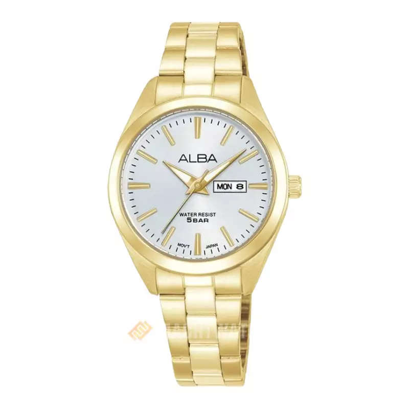 Jam Tangan Wanita Alba AN8114X1 Ladies Silver Dial Gold Stainless Steel Strap