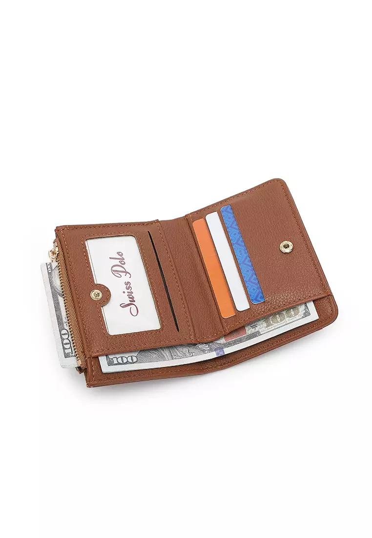 Women's 2 in 1 Purse/Wallet With Coin Compartment (Dompet Wanita 2 in 1 dengan Kompartmen Koin) - Cokelat