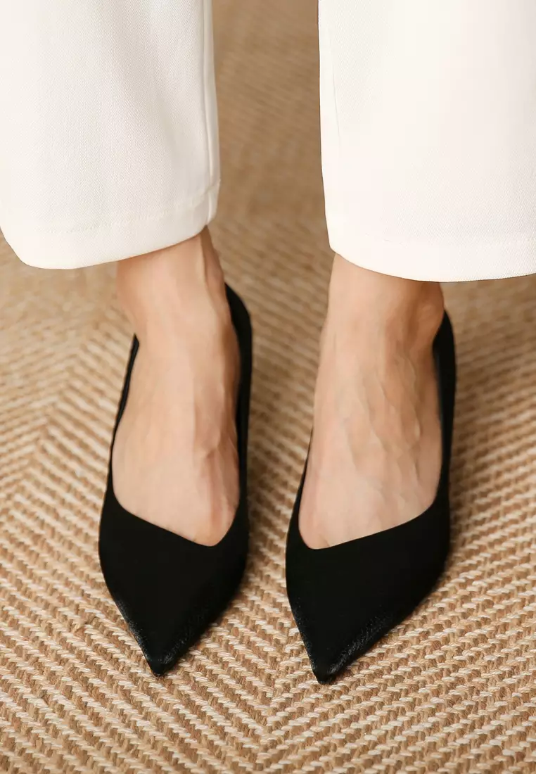 6CM Pointy Satin Fabric Pumps XJ317-1