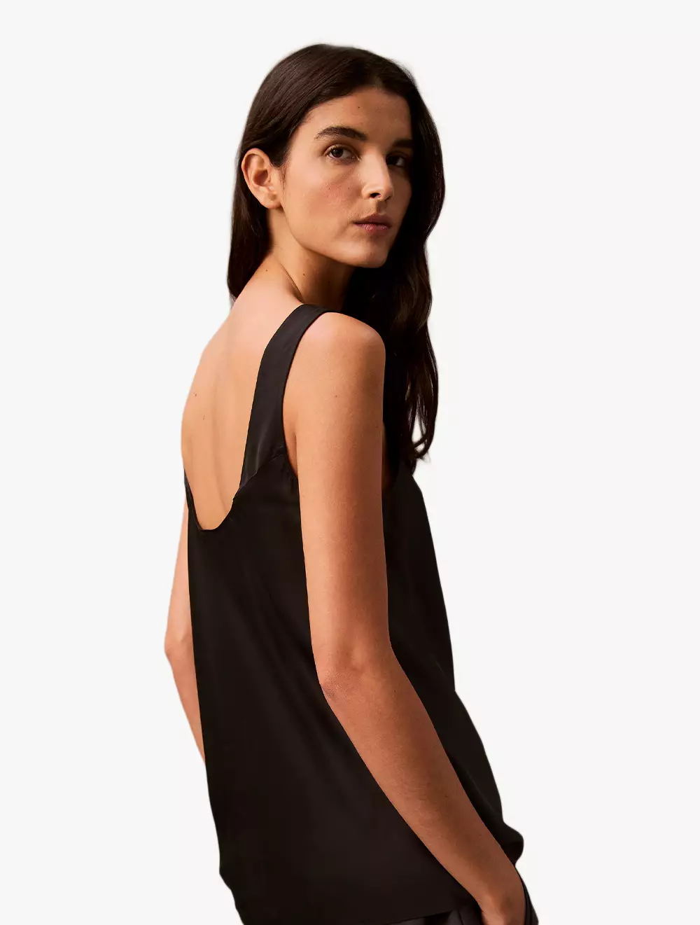 Calvin Klein - Viscose Satin Tank Top - Black - black