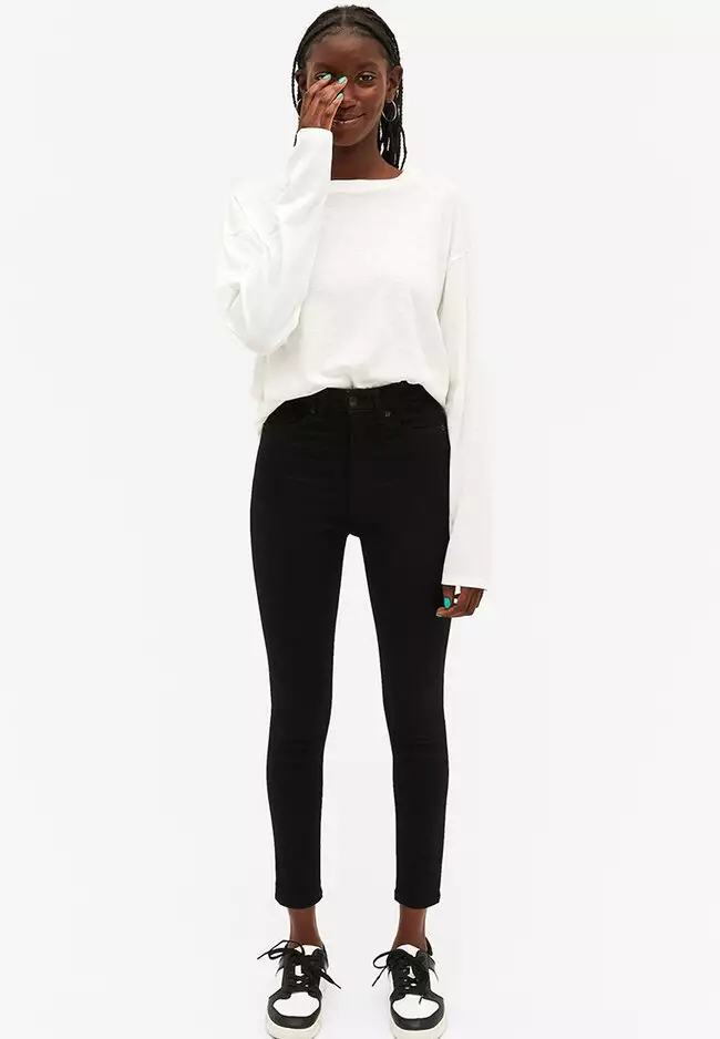 Buy Monki Oki Cropped Black Deluxe Jeans 2024 Online ZALORA