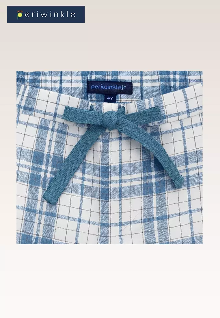 Marcus Boys Blue Checkered Drawstring Shorts