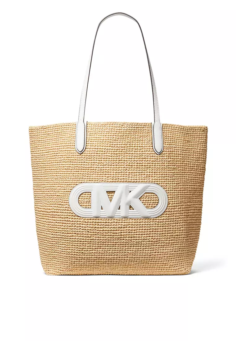 Eliza Extra-Large Empire Logo Straw Tote Bag