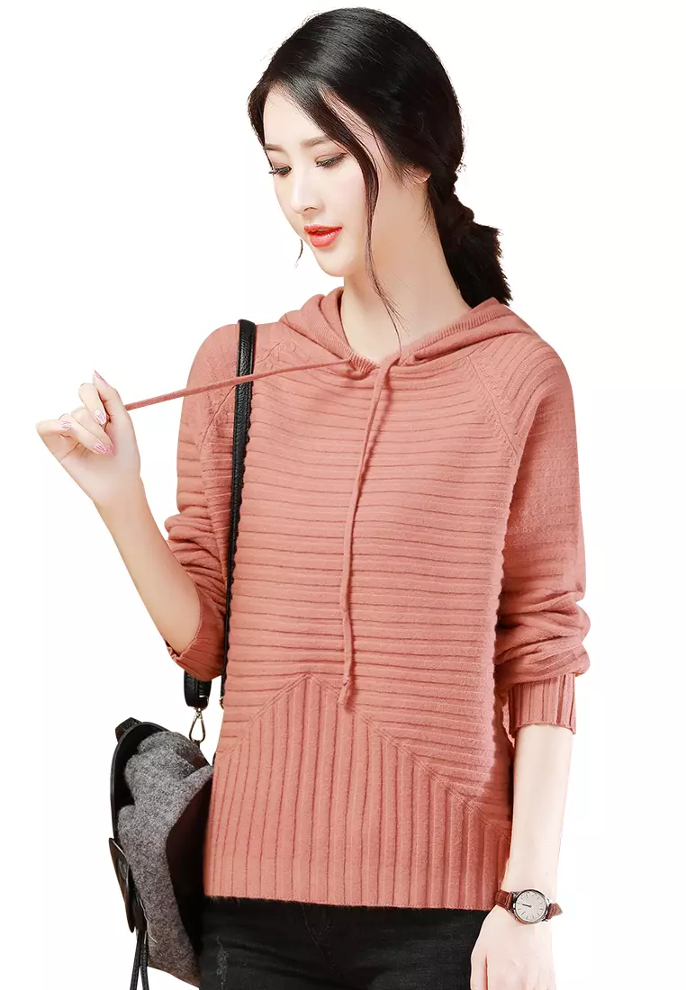 Striped online hooded sweater