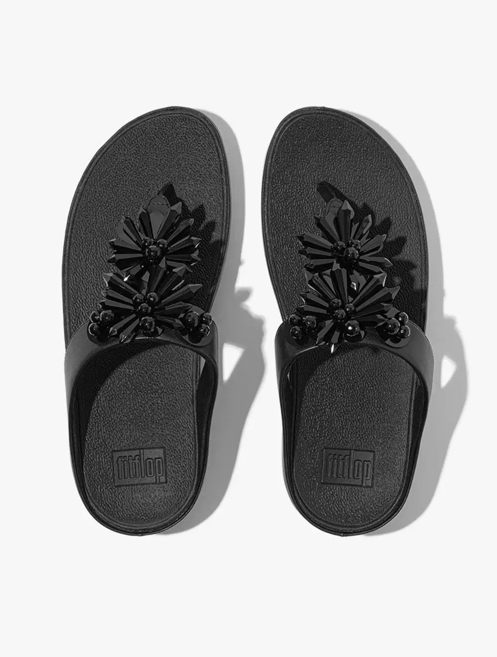 Fitflop Rumba Starburst-Bead Toe-Post Sandals - Black