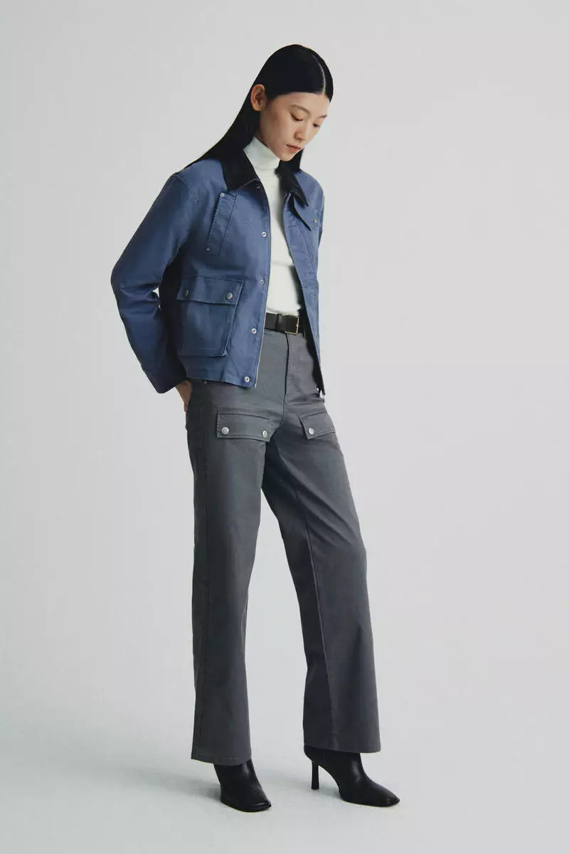 Corduroy-collar twill jacket
