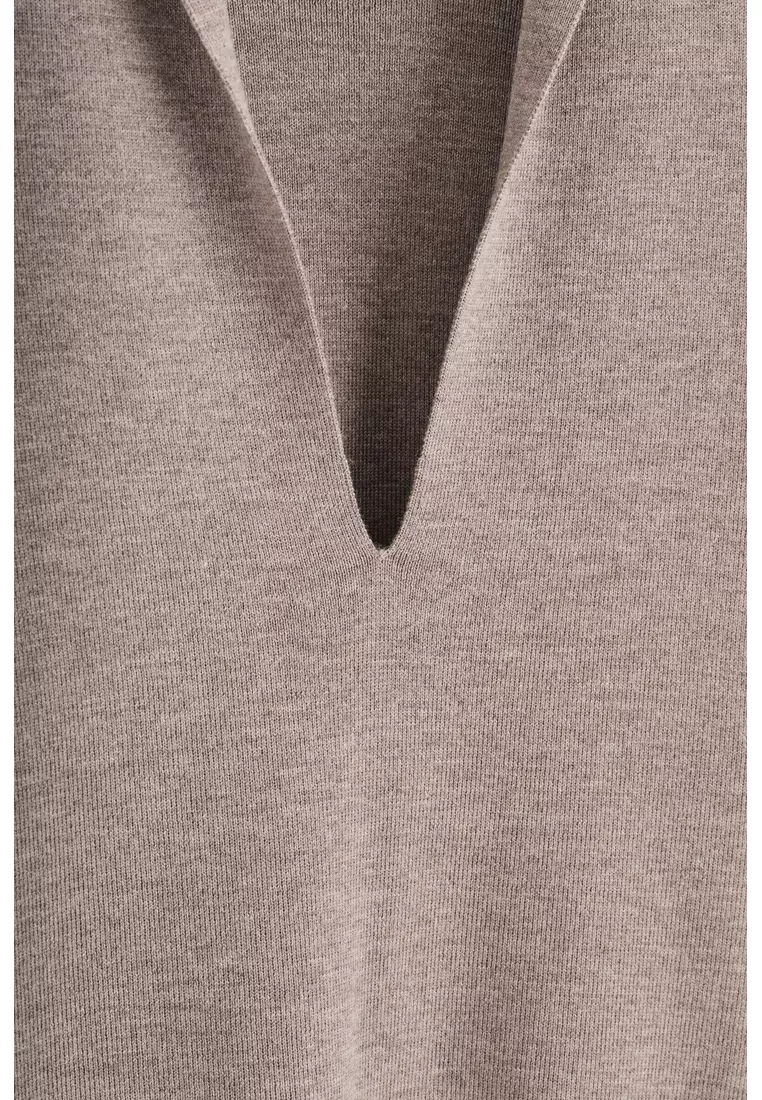 DRAPED MERINO WOOL V-NECK JUMPER