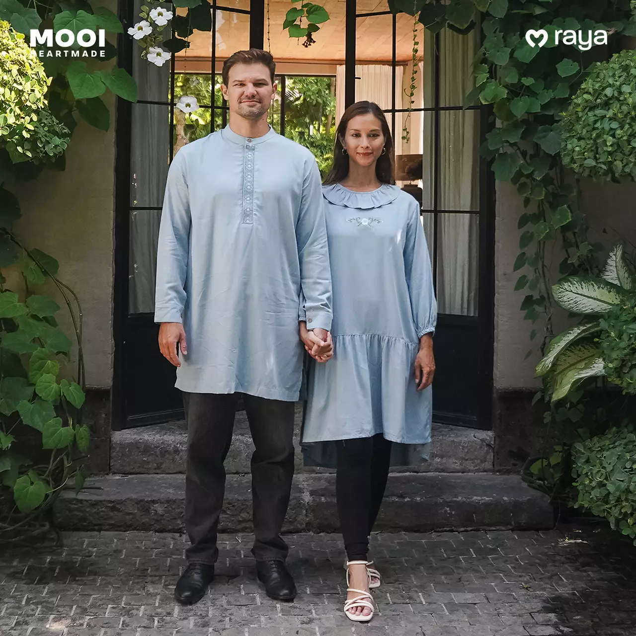 Mooi Atasan Pria Kemeja Pria Naqa Koko - Dusty Blue