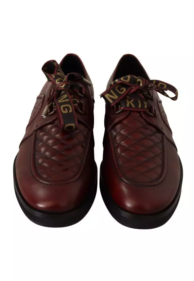 Red leather discount lace up shoes