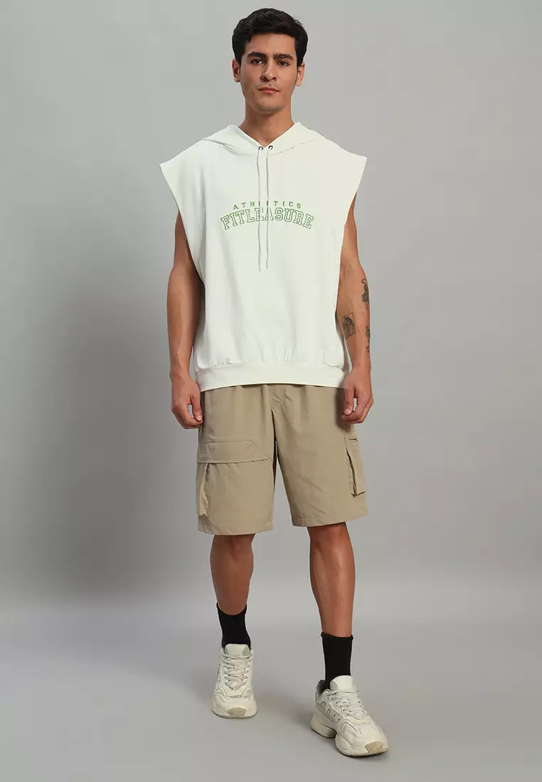 Hoodie Kebesaran Tanpa Lengan Atletik Pria