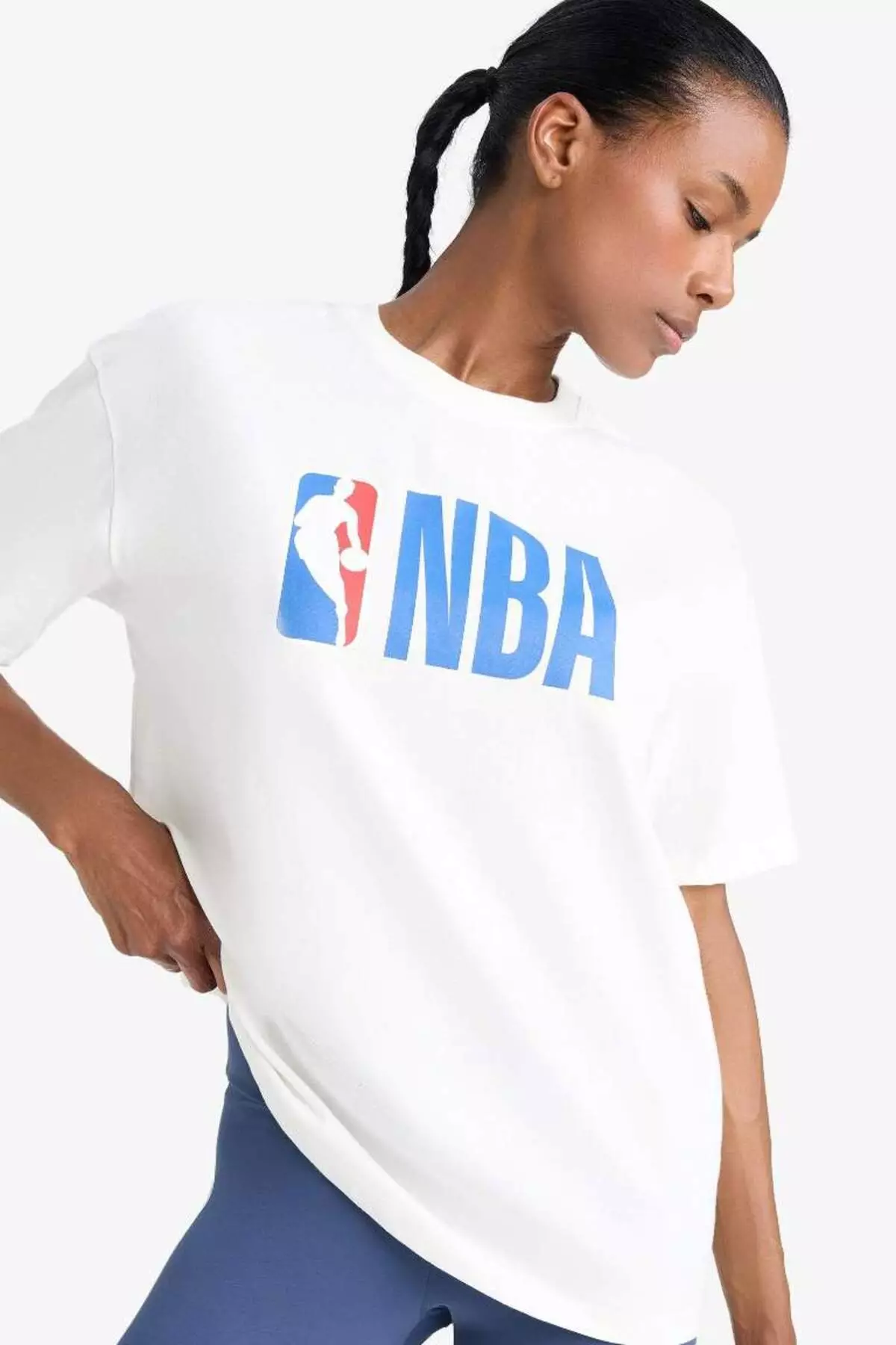 Defactofit Nba Wordmark Oversize Wide Fit Crew Neck Printed Short Sleeve T-Shirt T5506Az25Sm