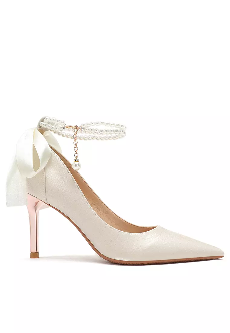 Discount on Twenty Eight Shoes  shoes - SKU: 8cm Pointy Pearl Strap Pumps 2181-9