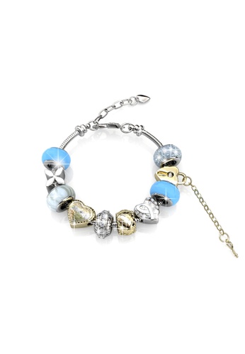 Her Jewellery black and blue and multi and gold Mylady Charm Bracelet (Blue) - Made with premium grade crystals from Austria HE210AC72CKPSG_1