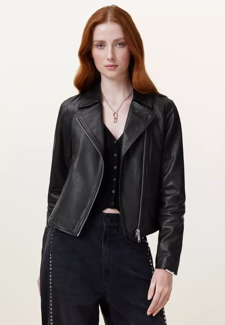 Buy AllSaints Vela Slim Fit Leather Biker Jacket 2025 Online ZALORA