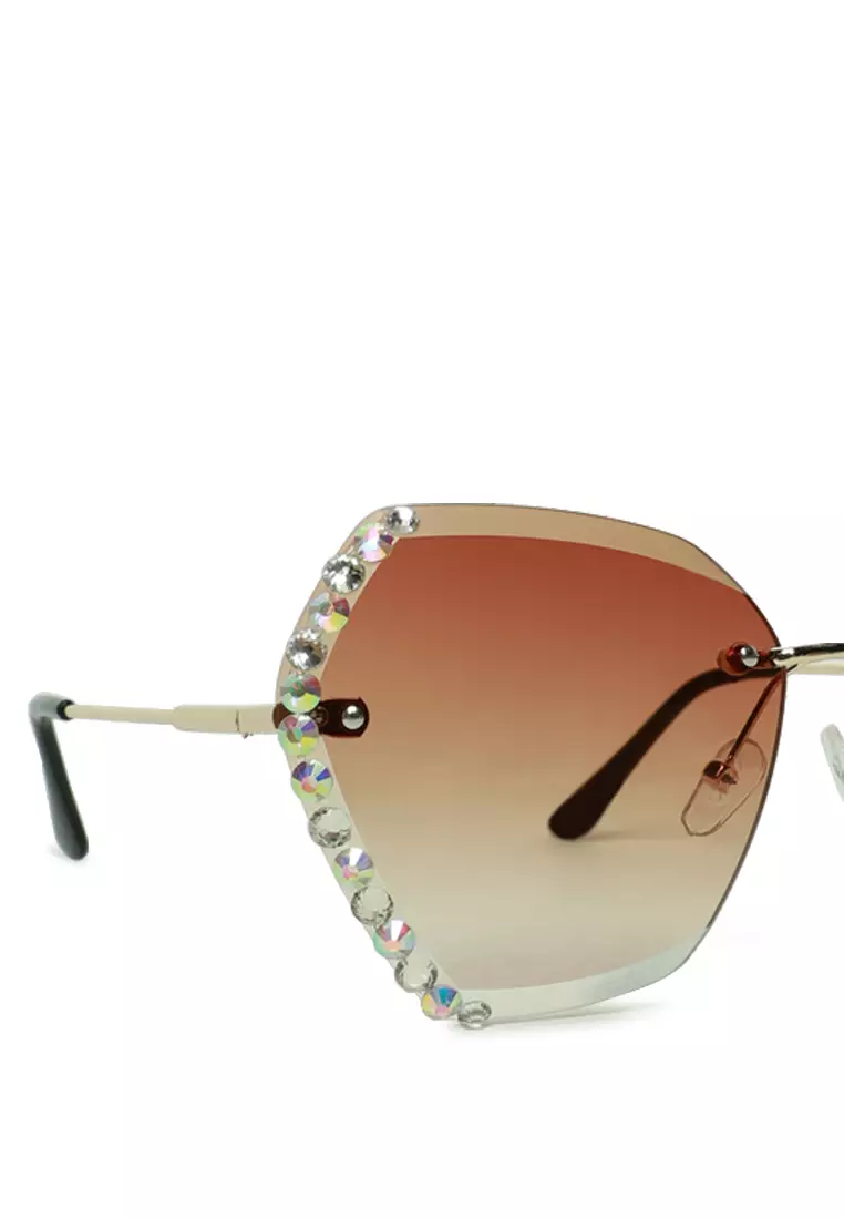 Kacamata Hitam Kupu-kupu Berhias Warna Coklat