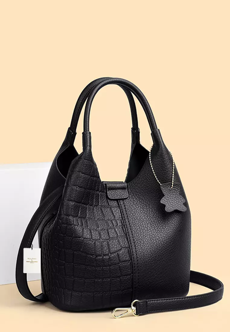 Versatile Patch Pattern Faux Leather Bucket Bag JW HD-2811