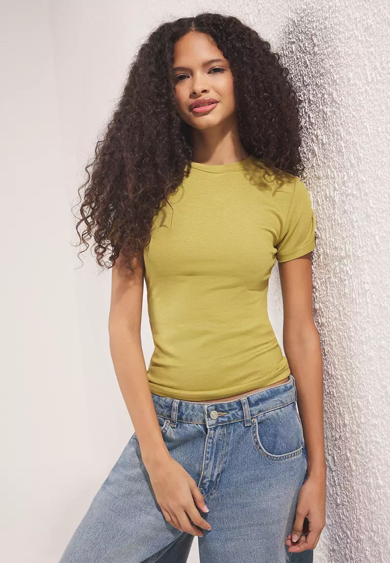 Oil Green Knitted Blouse TWOSS24BZ00296