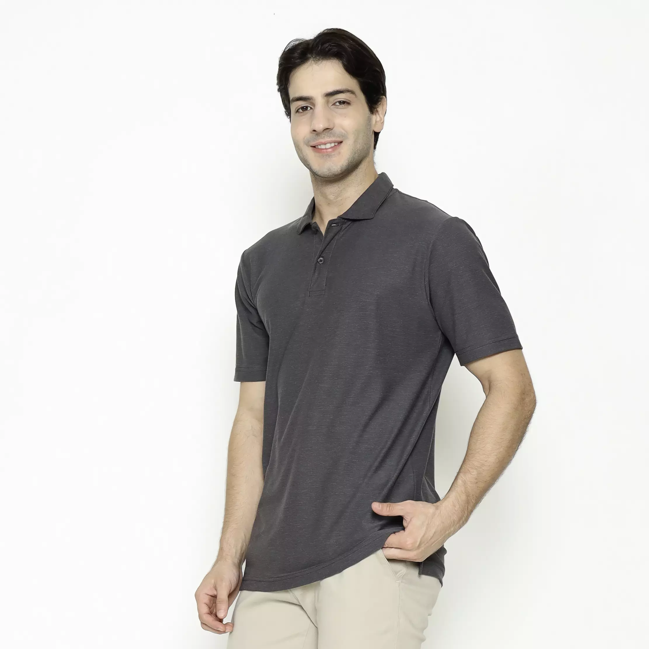 MAGINOT POLO SHIRT COTTON GREY STRIPE